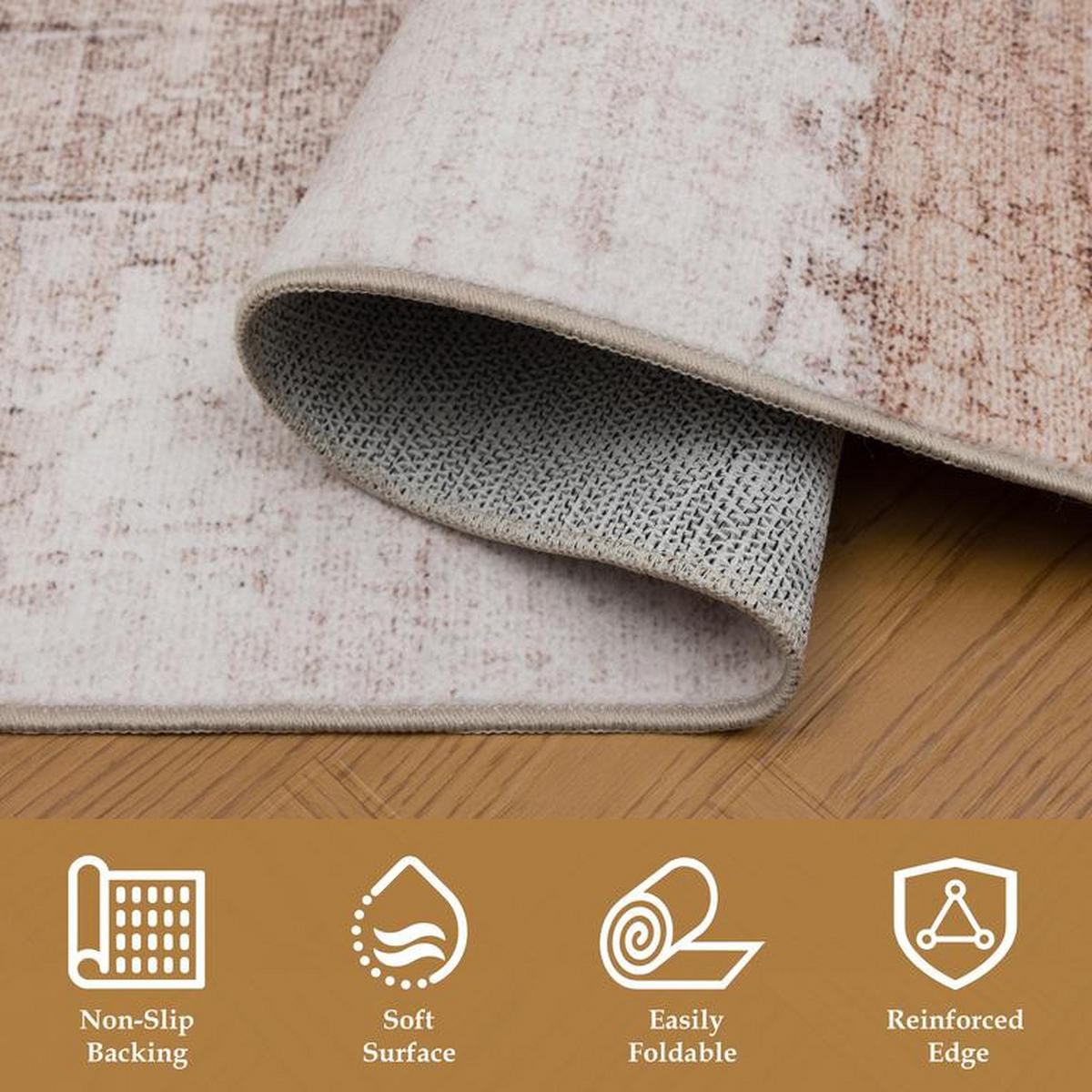 TEPPICH waschbar Flanel Beige/Braun 80x150 cm - Multicolor, Textil (80/150cm) - Vercai Rugs
