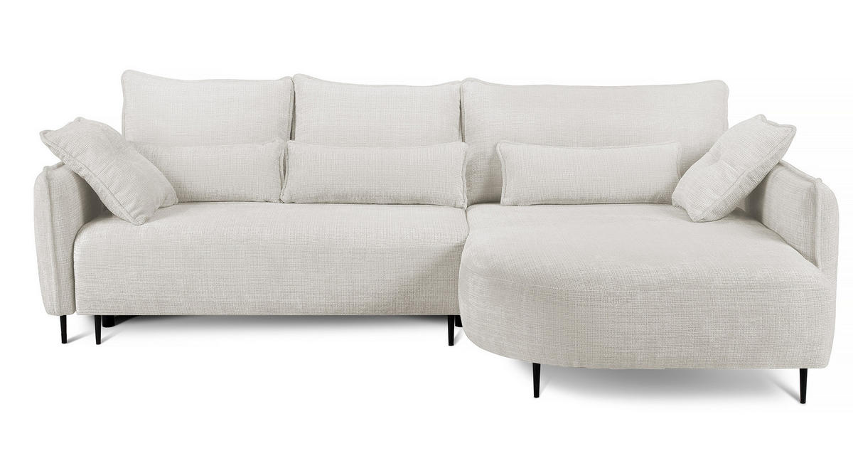 ECKSOFA Oblivio Cremeweiß Chenille - Creme/Schwarz, Textil/Metall (285/200cm) - Selsey