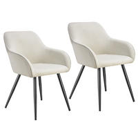 ESSZIMMERSTUHL 2er Set Marilyn 58 x 62 x 82 cm creme/schwarz - Creme/Schwarz, Kunststoff (62/82/58cm) - tectake