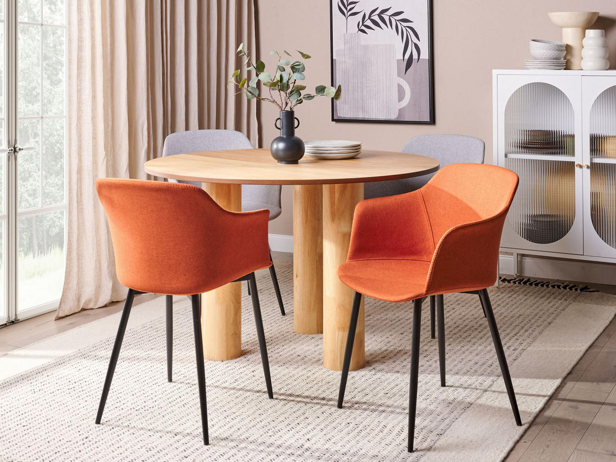 ESSZIMMERSTUHL 2er-Set orange/schwarz Elim - Schwarz/Orange, Textil (59/82/45cm) - Beliani