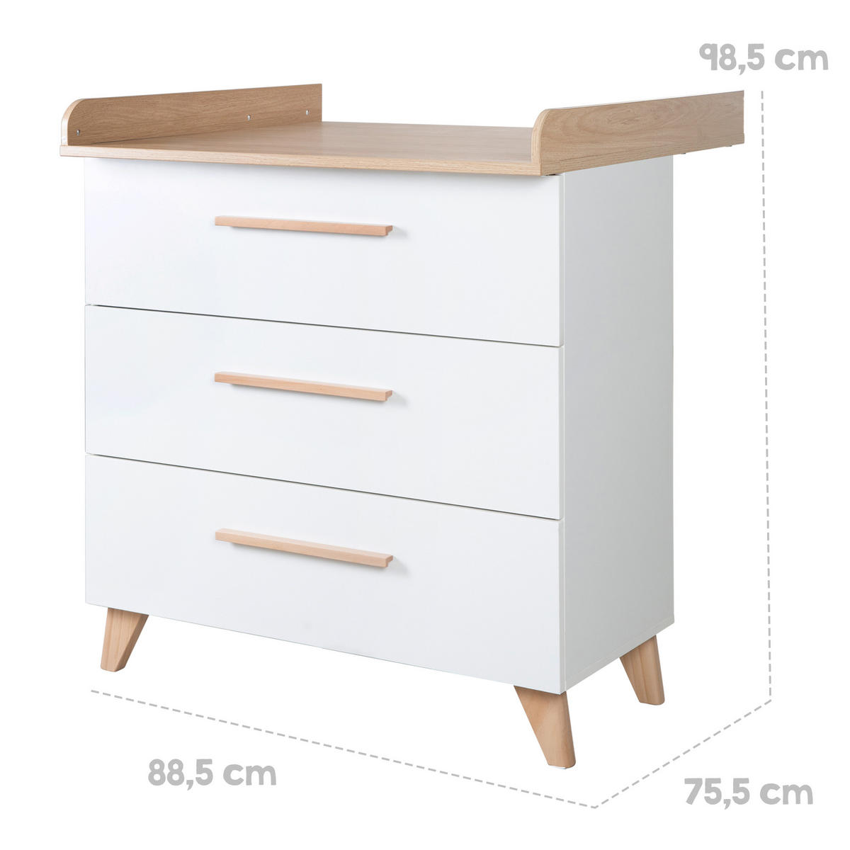 BABYZIMMER Leon 3-teilig - Honigeiche/Weiß, Holz/Holzwerkstoff (100/180/52cm) - Roba