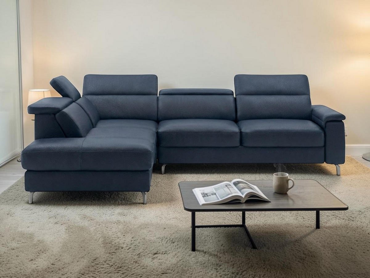 ECKSOFA Ambassador Echtleder Schwarz - Schwarz, Leder/Metall (224/272cm)