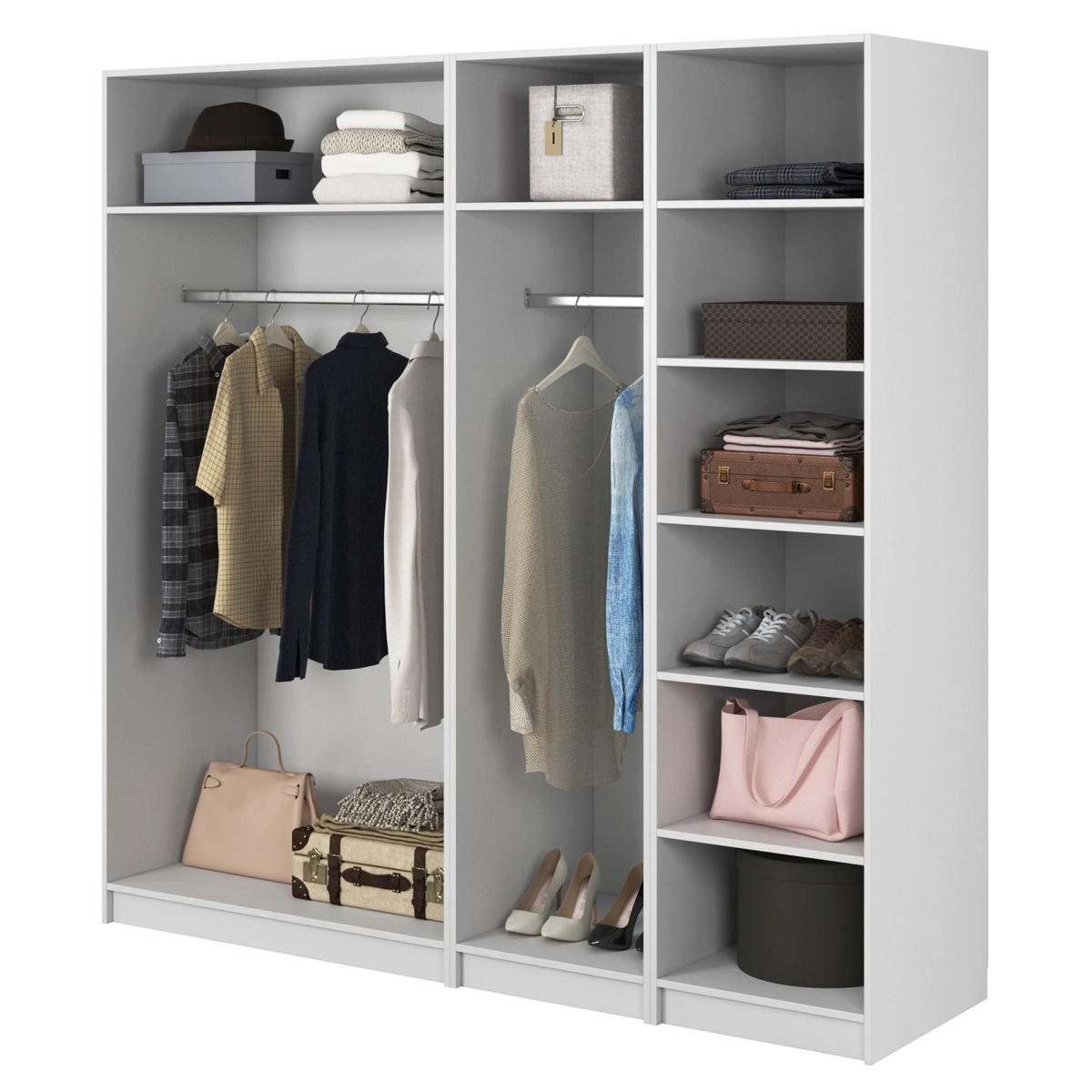 KLEIDERSCHRANK Frame Weiß 200 cm - Goldfarben/Weiß, Holzwerkstoff/Metall (200/200.5/57cm) - Selsey