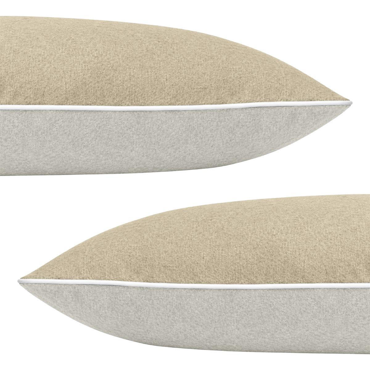 BIBER-KISSENBEZÜGE 80x80 2er Set - Made in Germany! Kuschelig warmer Flanell Kissenbezug aus 100% Baumwolle mit Satinpaspel - Beige Natur - Beige, Textil (80/80cm) - Carpe Sonno