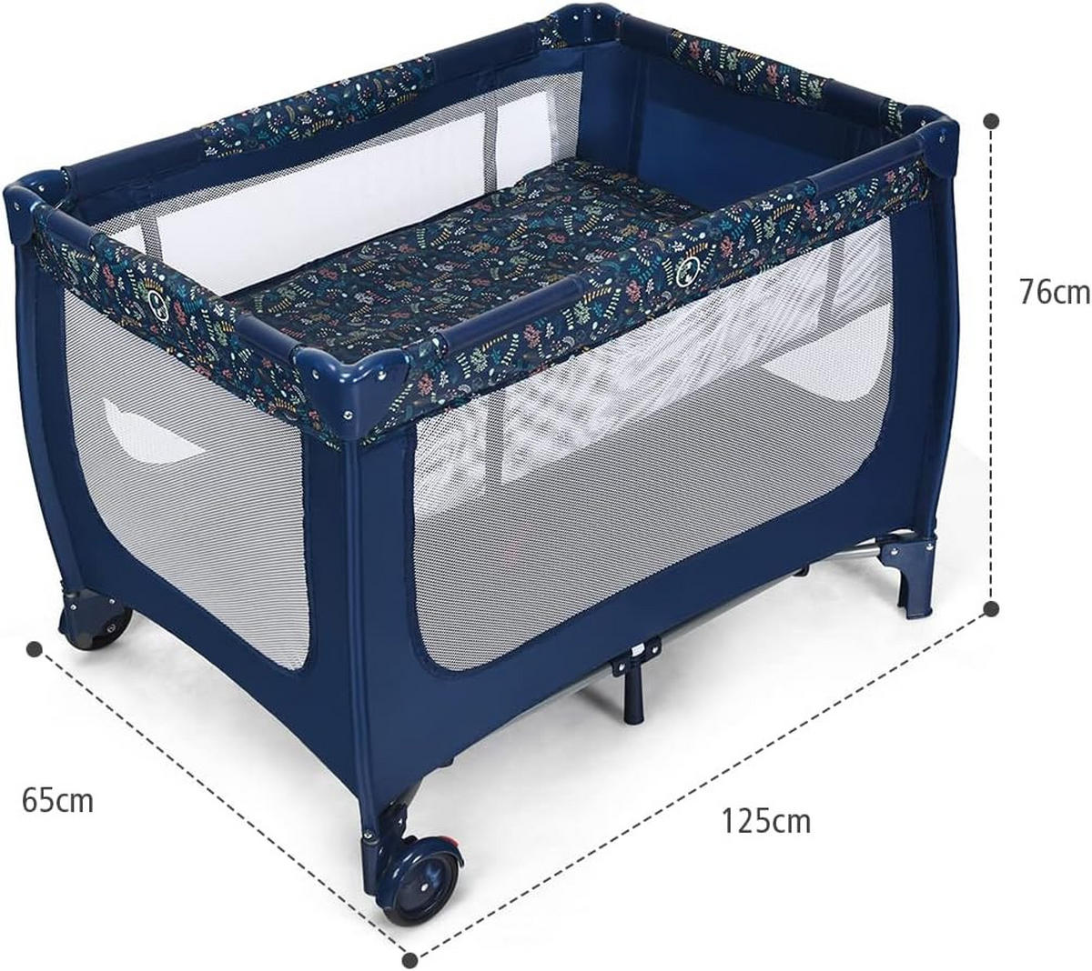 BABYBETT 2 in 1 Reisebett klappbar Blau - Blau, Textil - COSTWAY