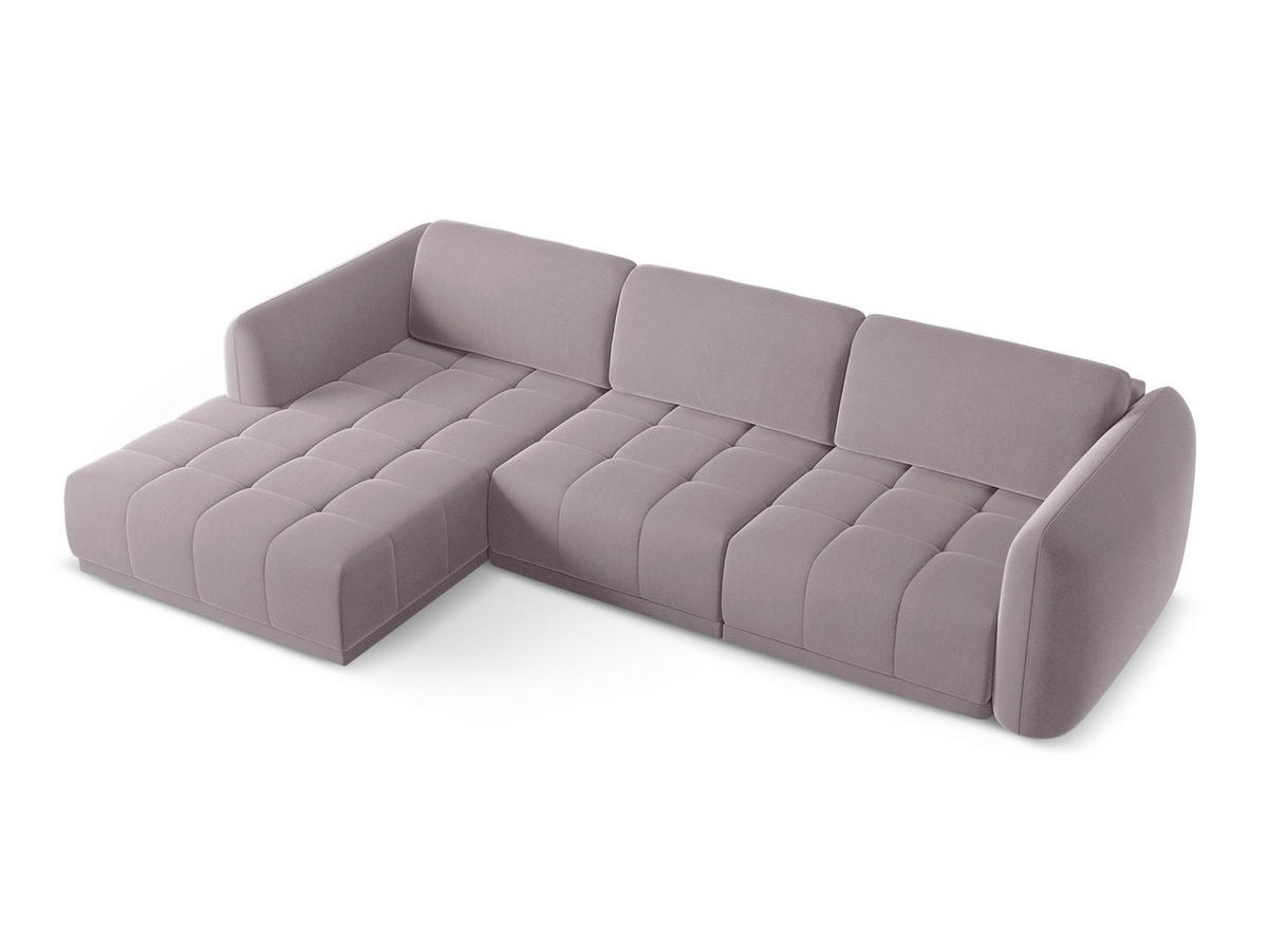 ECKSOFA Links Samt Stoff Violett - Lila/Flieder, Kunststoff/Textil (170/290cm) - Makamii