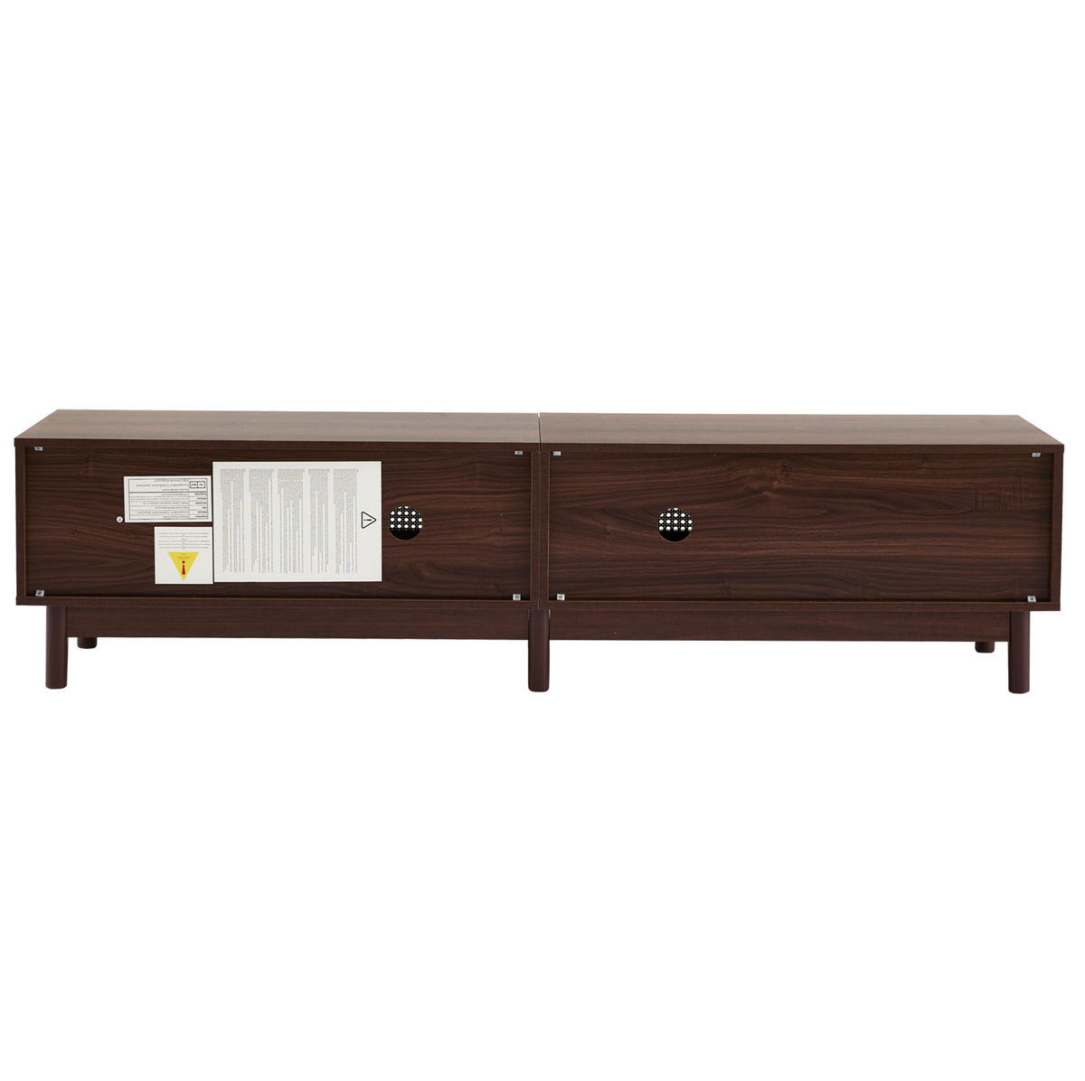 TV-SCHRANK aus Holzwerkstoff 180x35x44 cm Braun mit Rattantüren, 4 Schubladen, Kabelmanagement und hydraulischen Scharnieren - Rotbraun, Holzwerkstoff (180/44/35cm) - Modfu