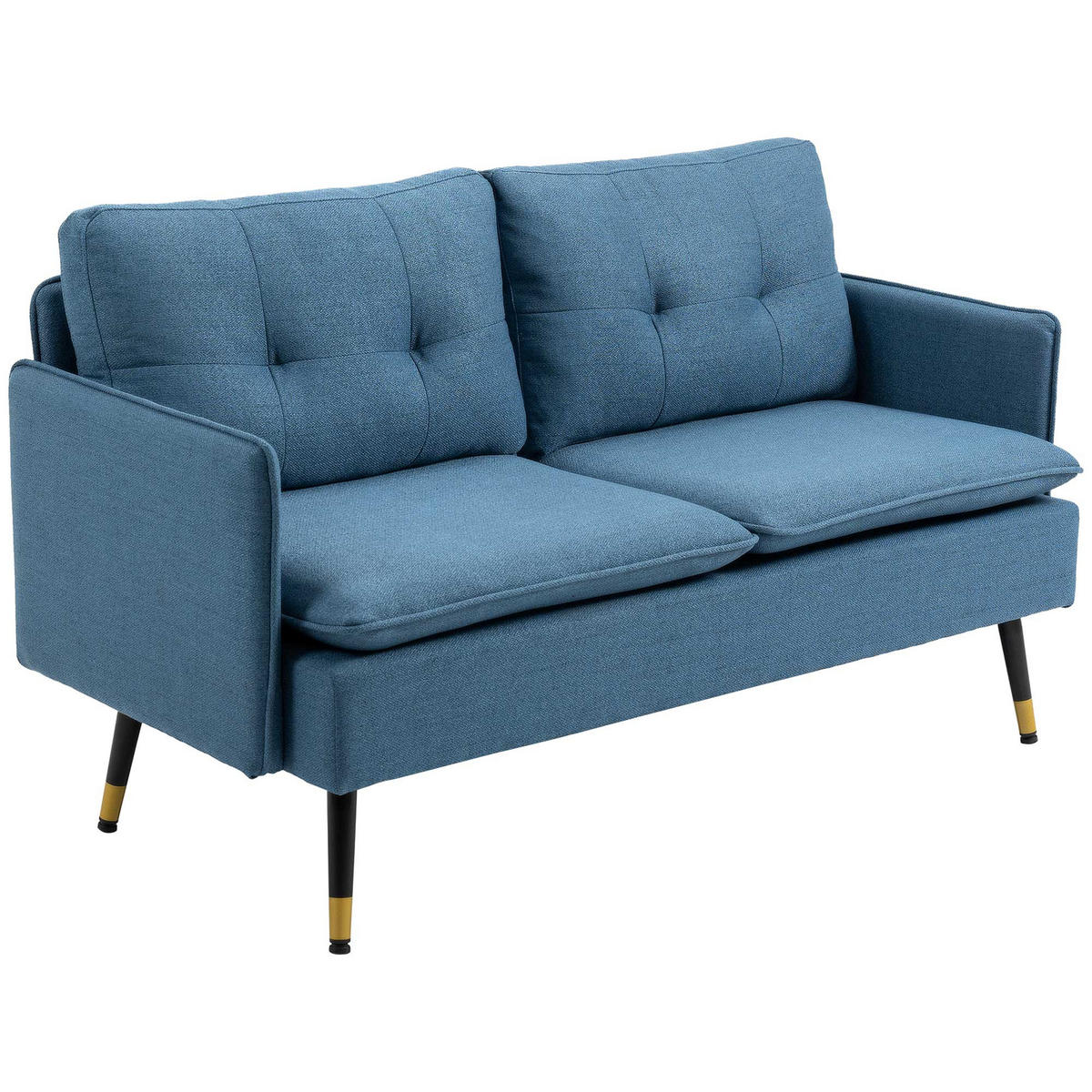 SOFA, 2-Sitzer, Stoff, Kissen, Stahlbeine, dunkelblau, 139x68x80cm - Multicolor, Holzwerkstoff (139/80/68cm) - FORIOUS