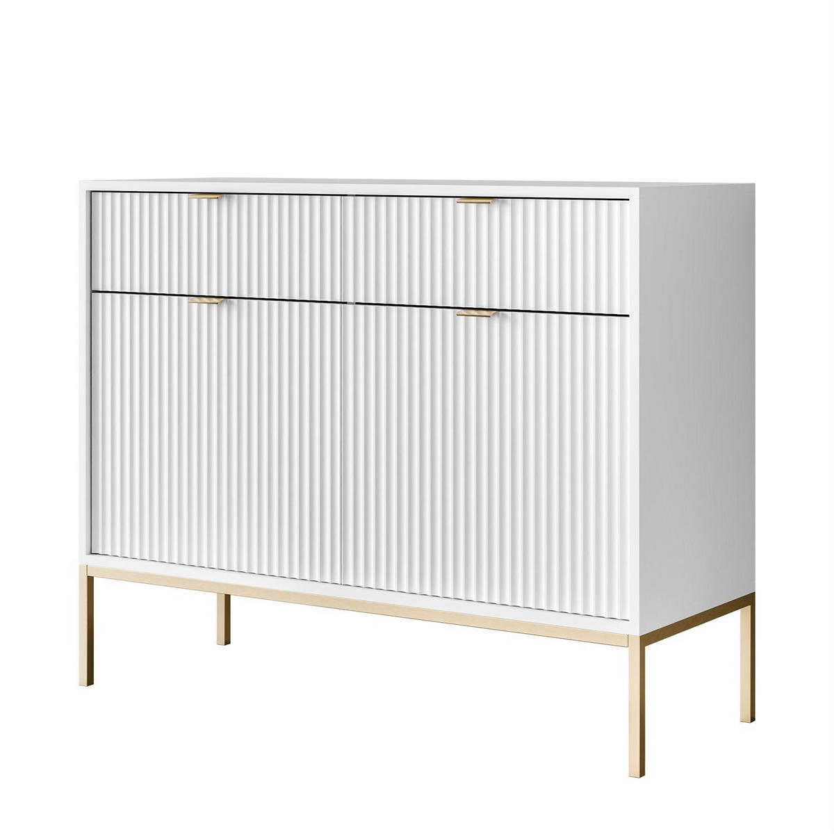 KOMMODE CORTADO GOLD KSZ104 MIT SCHUBLADEN WEISS - Weiß, Holzwerkstoff (104/83/39cm) - Lookway