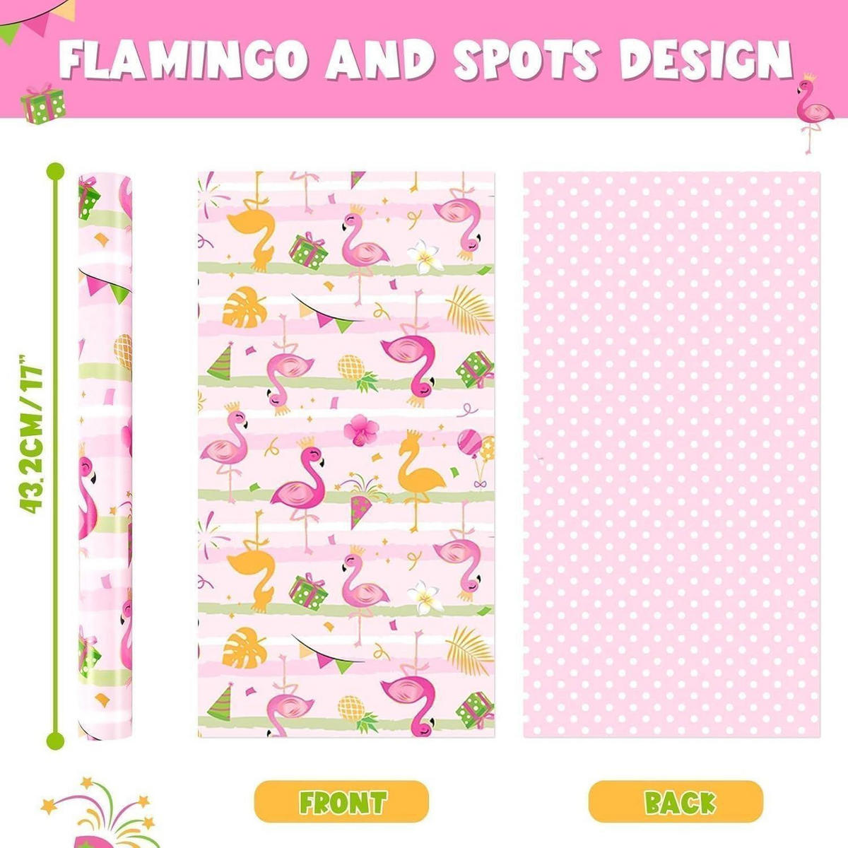 GESCHENKPAPIERROLLE Flamingo 43 cm x 10 m - Rosa, Papier (43/0.1/1000cm)