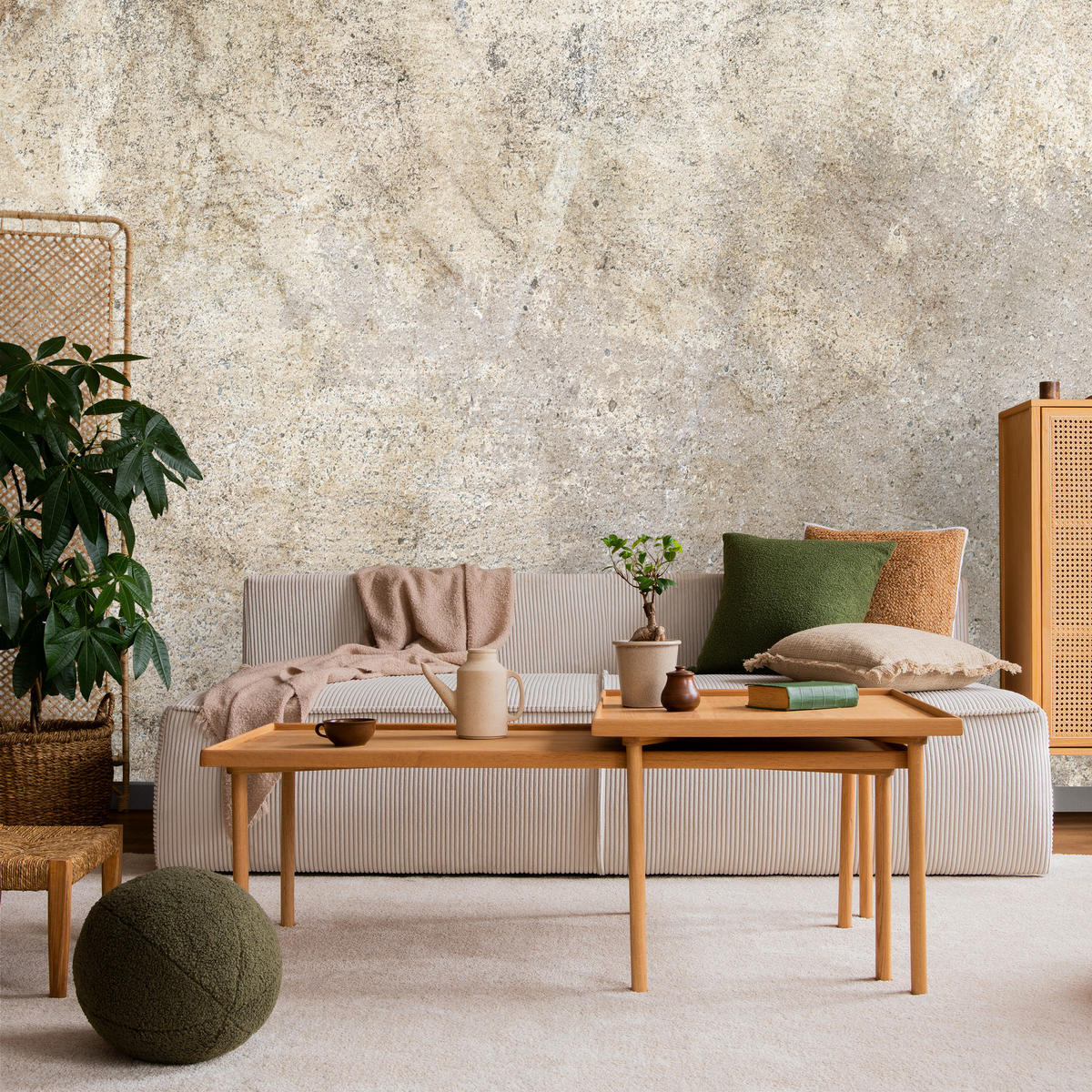 FOTOTAPETE für Wohnzimmer Beton Muster 350x256 - Beige/Braun, Papier (350/256cm) - Muralo