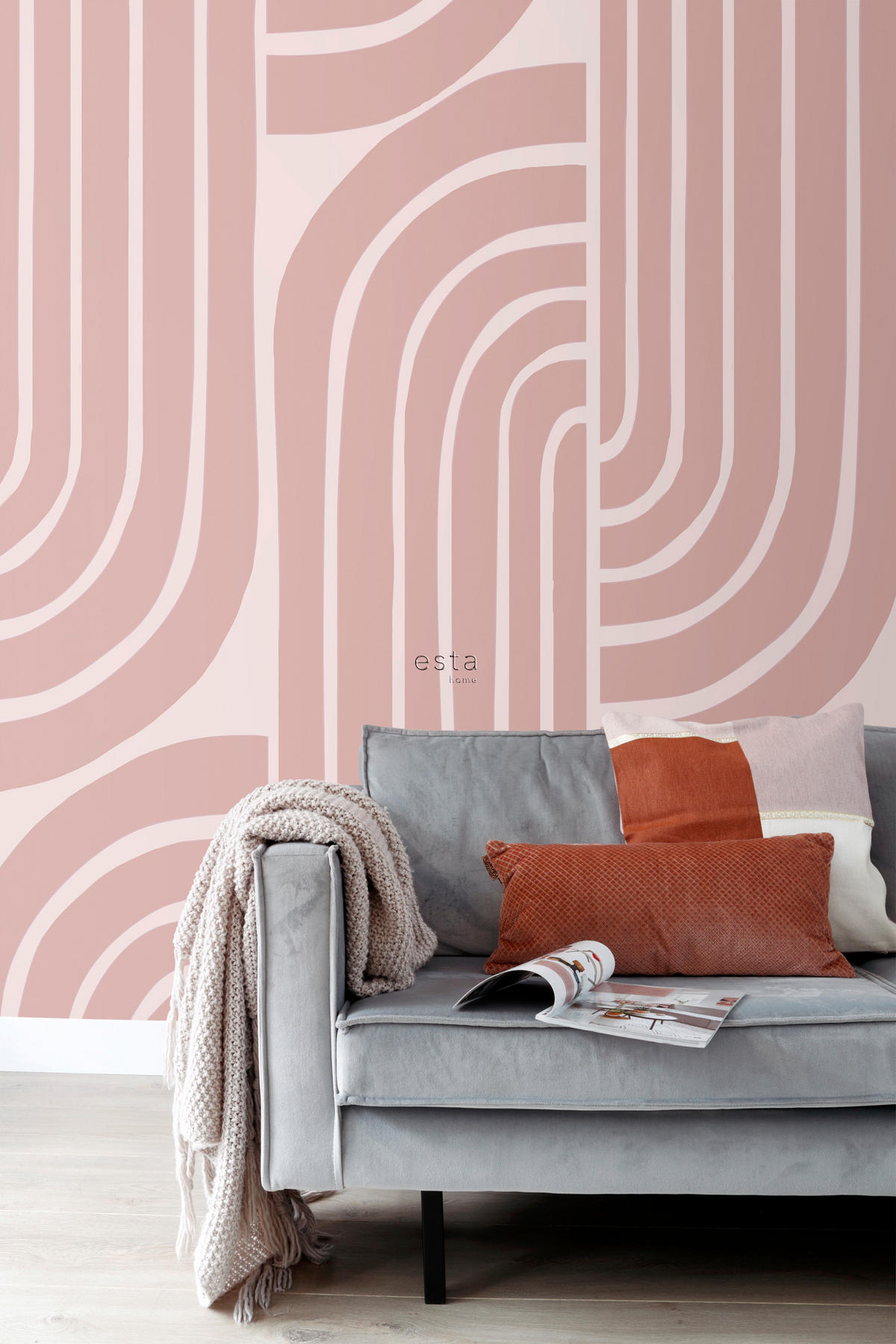 FOTOTAPETE Art Decó Muster 150 x 279 cm - Pink, Papier (150/279cm) - ESTAhome