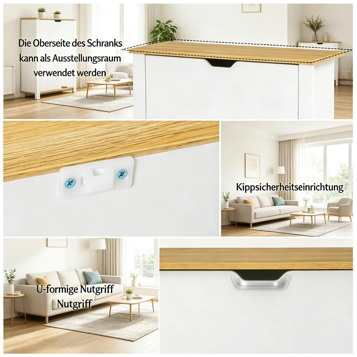 SCHUHKIPPER DE-38082 72/26/80 cm mit 2 Klapptüren Naturholz/Weiß - Weiß, Holzwerkstoff (72/80/26cm) - ComfortXL