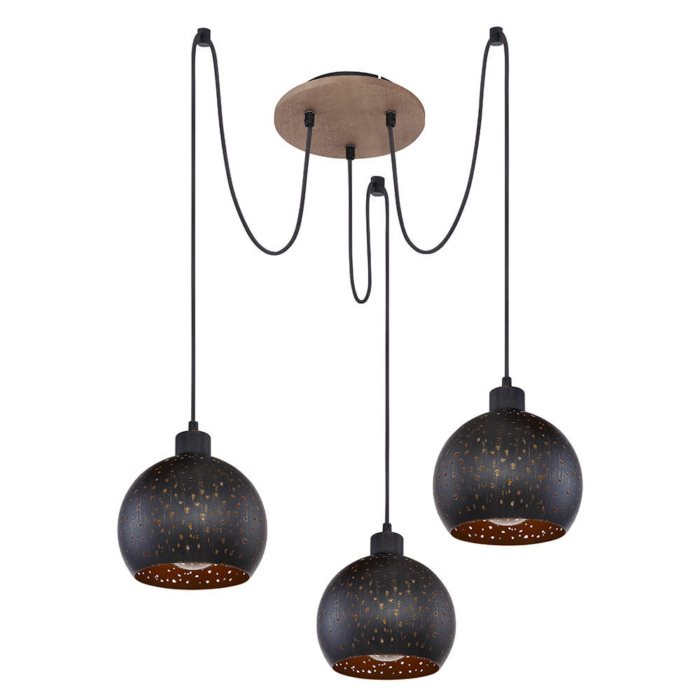 LED HÄNGELEUCHTE Adaja Holz Schwarz Gold - Schwarz, Holz (20/20/225cm)