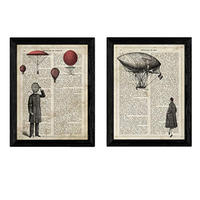 POSTER Set Mit 2 Vintage Paar Mit Ballon. A4 Rahmenlos - Klar, Papier (29.7/5/21cm) - Nacnic
