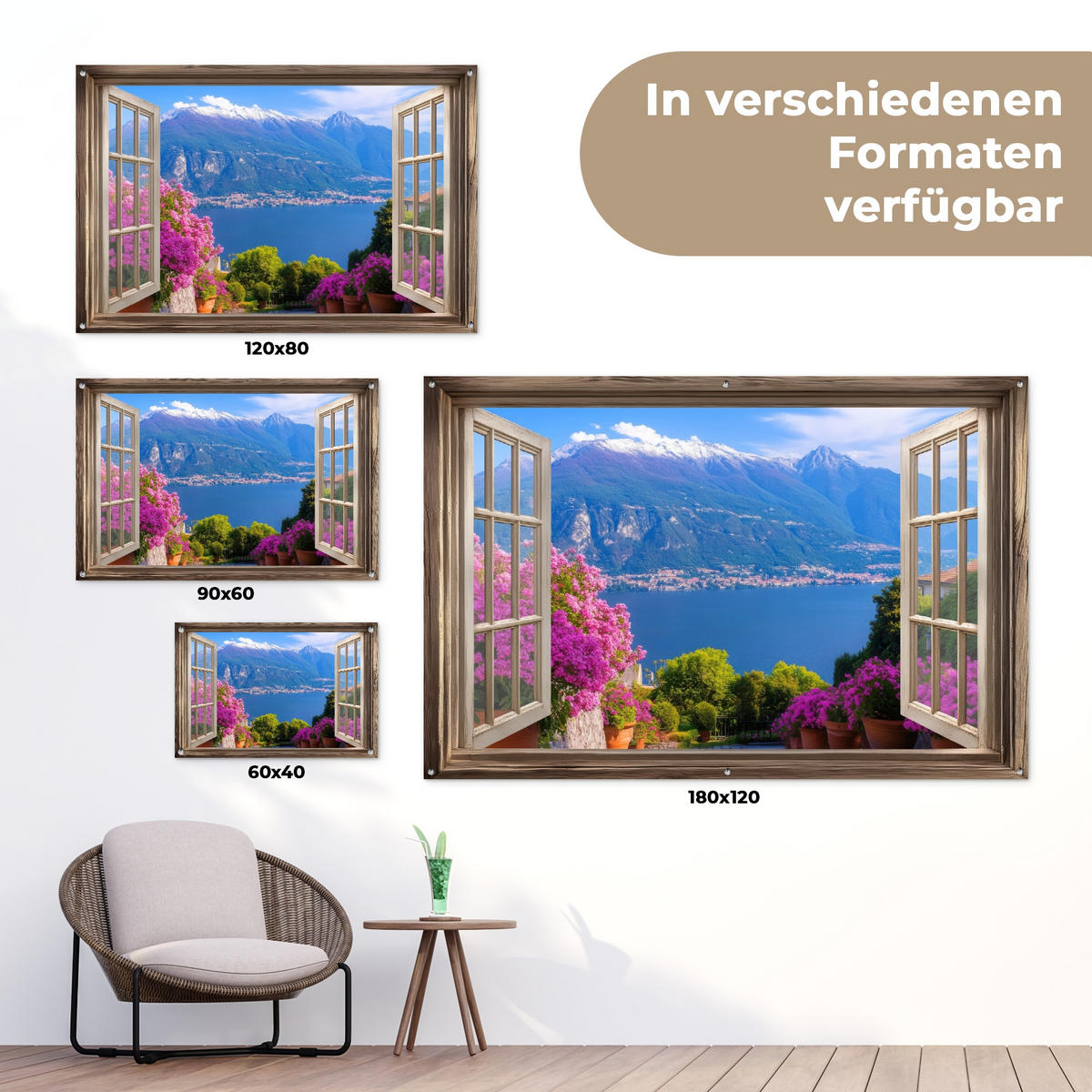 ZAHRADNÍ PLAKÁT Průhled - Hory - Krajina - Výhledy - Jezero 90x60 cm - modrá, plast (90/60/0.2cm) - OnlyWow