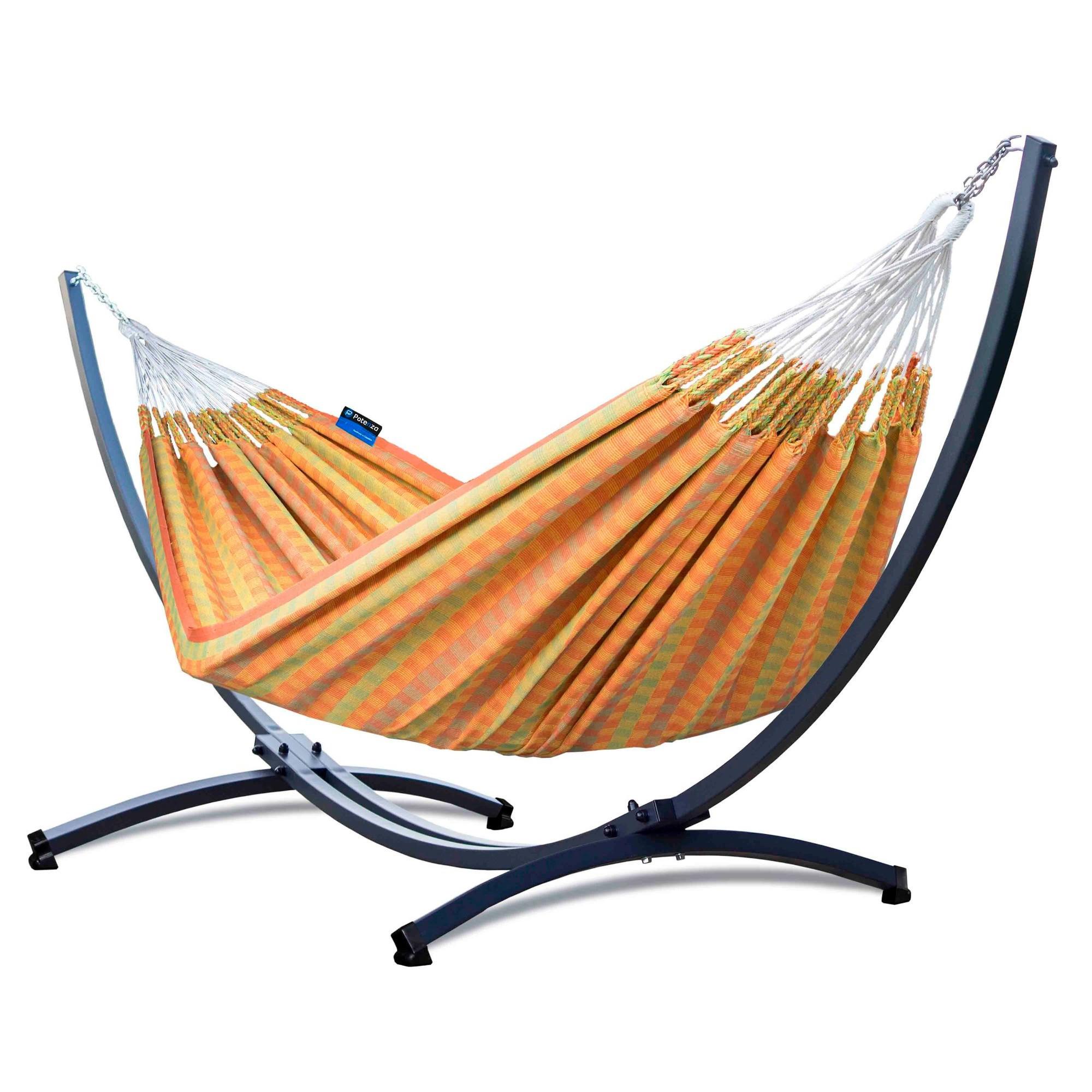 HÄNGEMATTE mit Gestell, 2 Personen, XXL, 200 kg, Metall, Morena Orange, einfache Montage - Orange, Metall (370/130/120cm) - Potenza