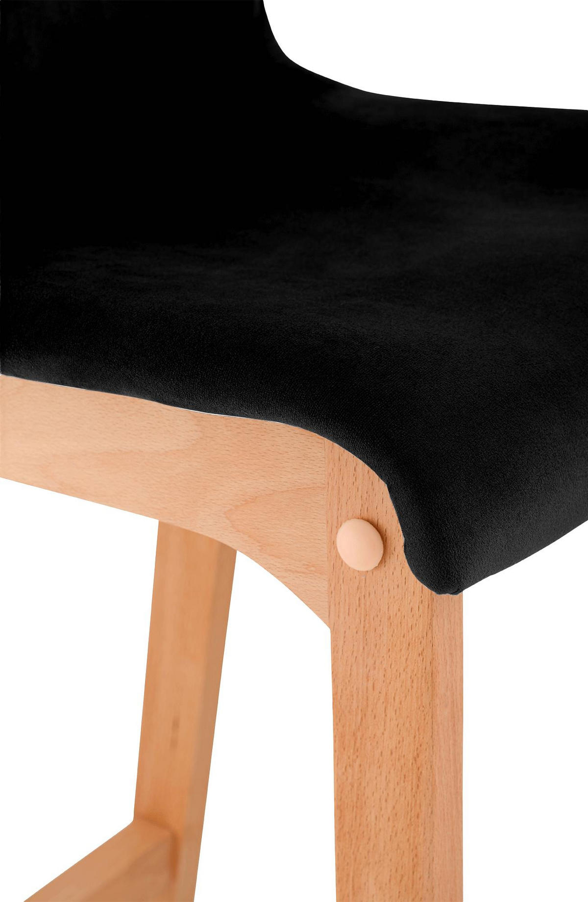 BARHOCKER Samt Schwarz - Eukalyptusholzfarben/Schwarz, Holz/Textil (41/101/46cm) - CLP