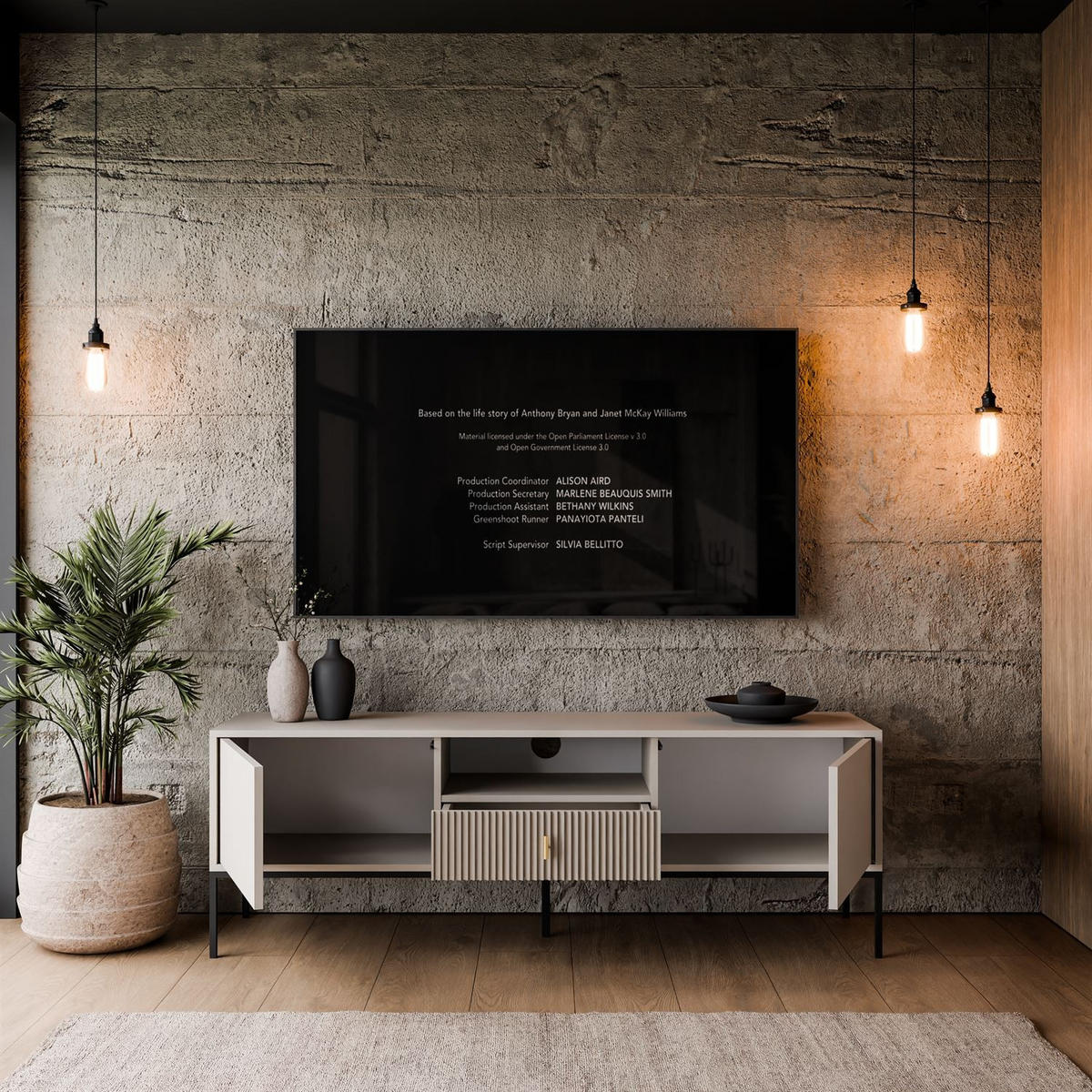 TV-ELEMENT MIDNIGHT mit Schubladen auf Gestell kaschmir - Kaschmir/Schwarz, Holzwerkstoff (154.5/52.5/39cm) - Lookway