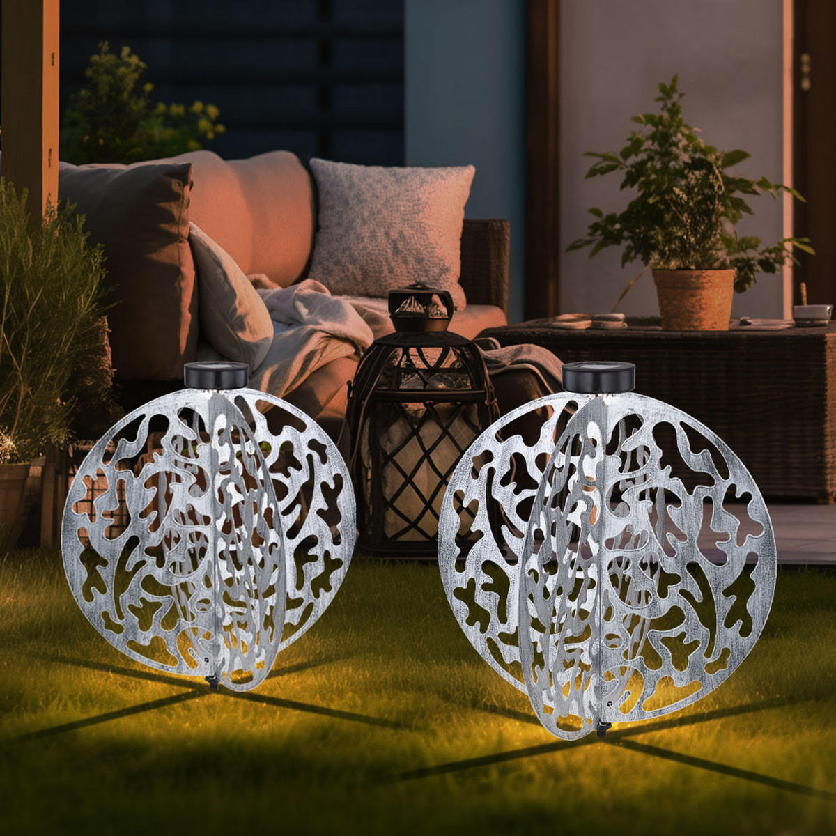 LED AUSSENLEUCHTE Metall Silber - Silberfarben, Metall (40/40/51cm) - Globo Lighting