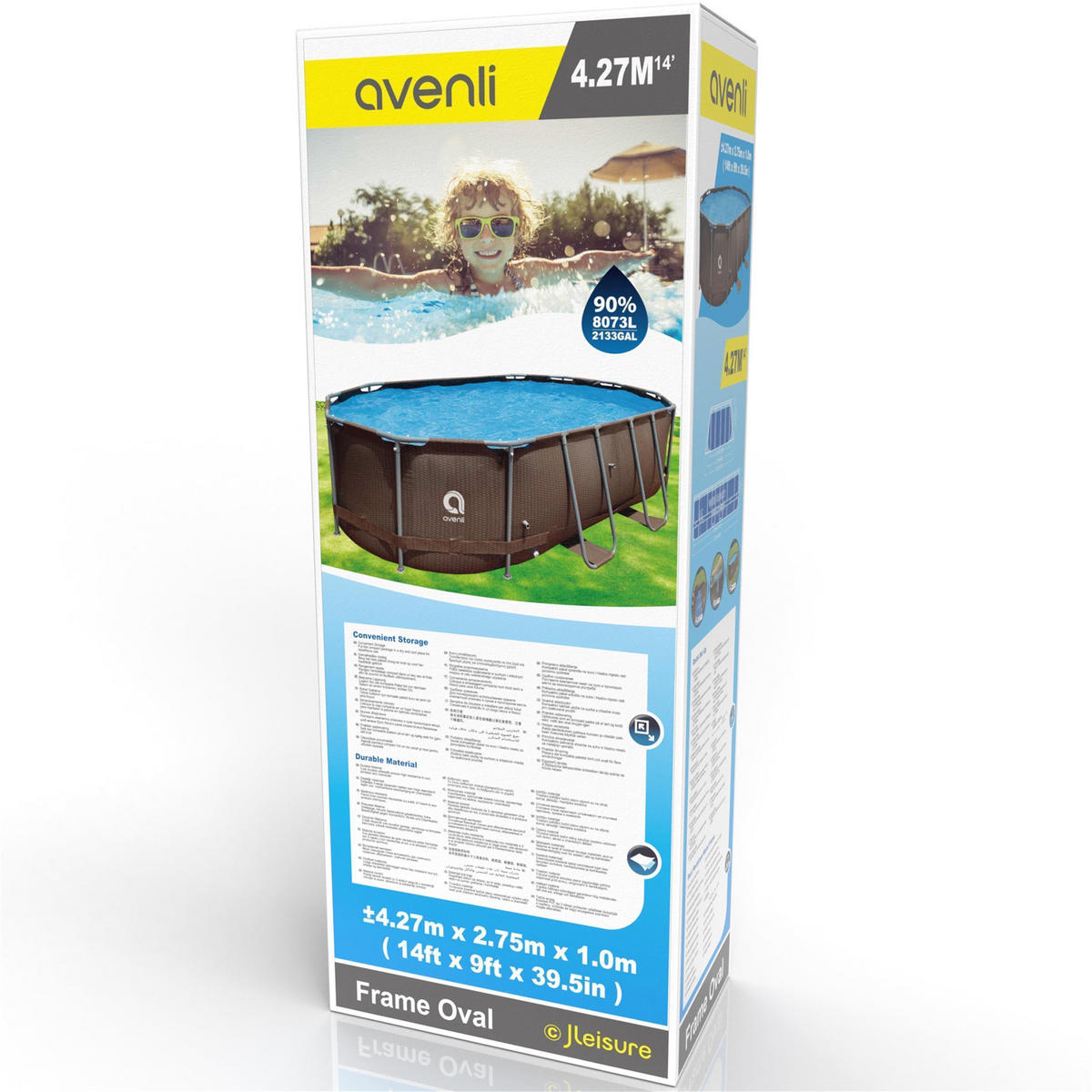 POOL Aufstellpool Framepool oval 427 x 275 x 100 cm braun ohne Filterpumpe - Braun, Kunststoff/Metall (275/100/427cm) - Avenli