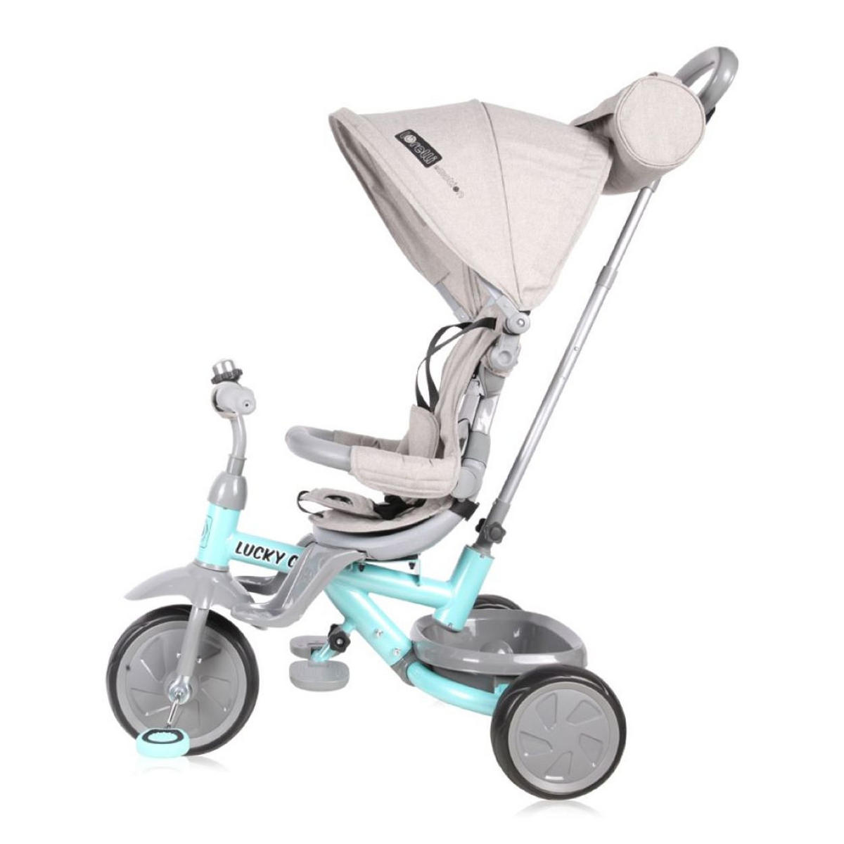 DREIRAD 4 in 1 Lucky grün Tasche Fußstütze verstellbarer Sitz Klingel - Grün, Metall (102/49/101cm) - Lorelli