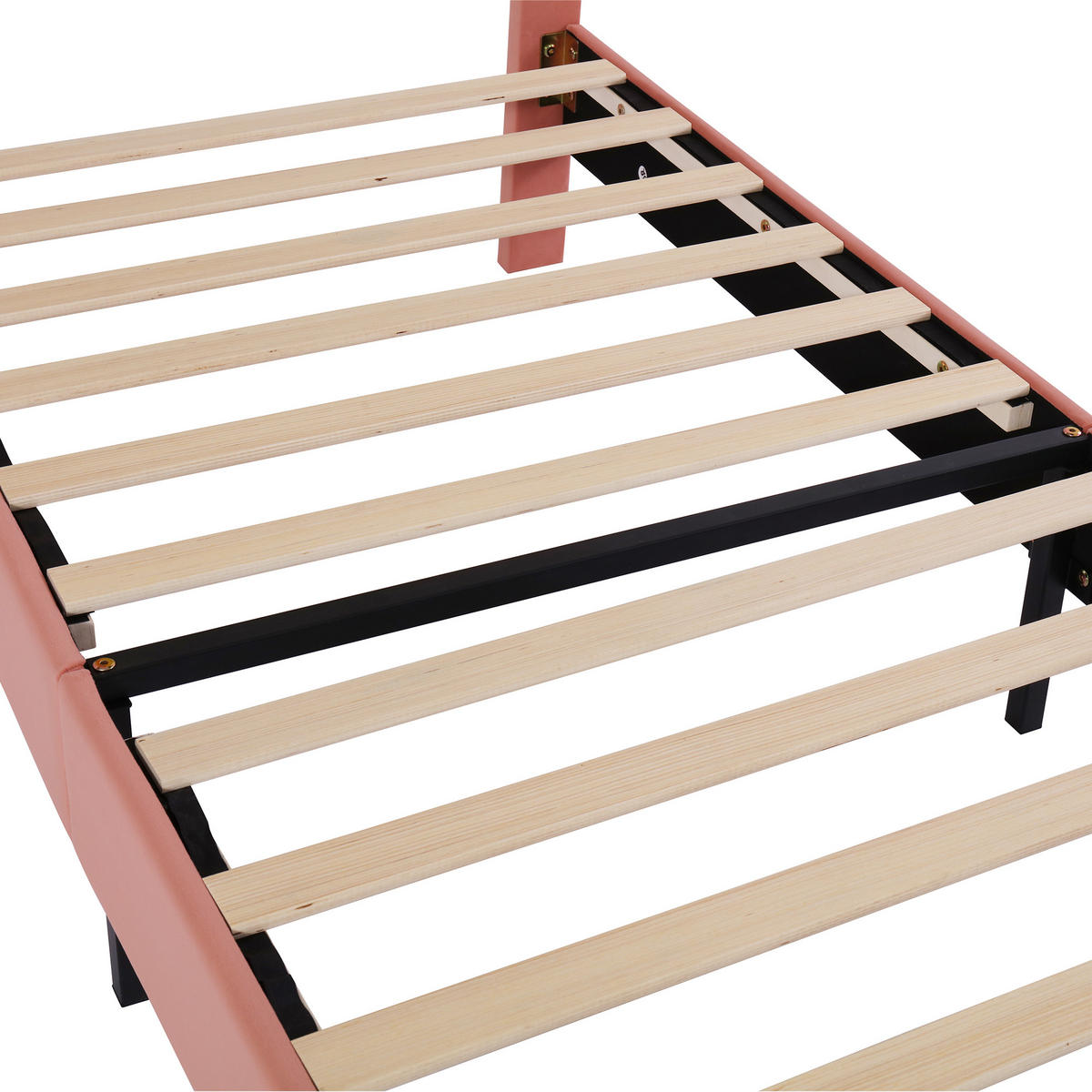 POLSTERBETT aus Samt 90x200 cm in Rosa mit Lattenrost & verstellbarem Kopfteil - Rosa, Textil (90/200cm) - Modfu