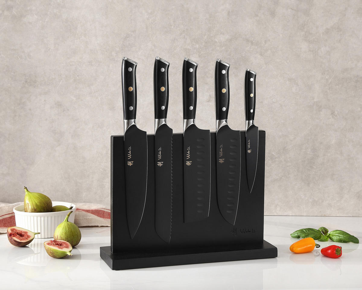 MESSER-SET 6-TEILIG 12,5–21 cm - Schwarz, Holz/Metall (1/1/1cm) - Wakoli