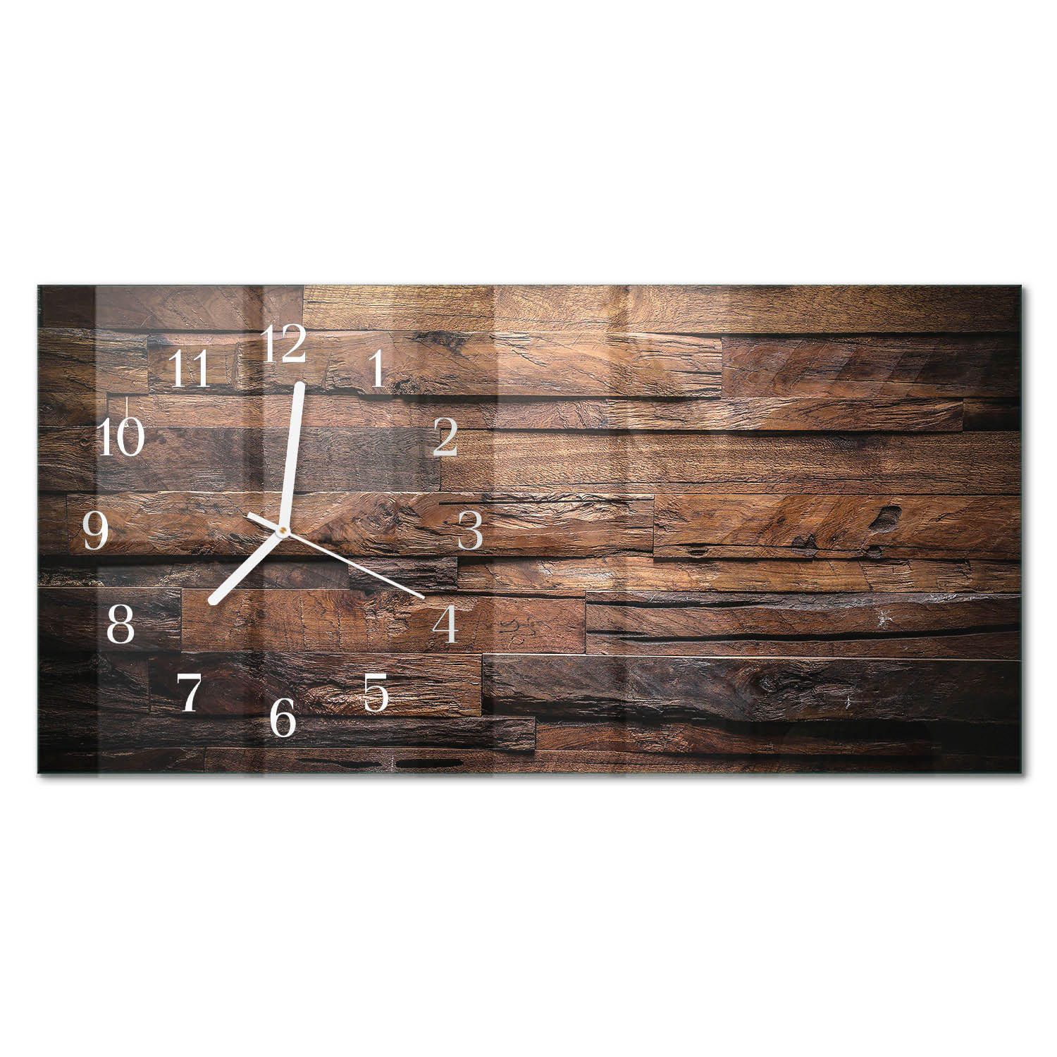 WANDUHR 60x30 cm - Blätter - Braun, Glas (60/30/0.4cm) - TULUP