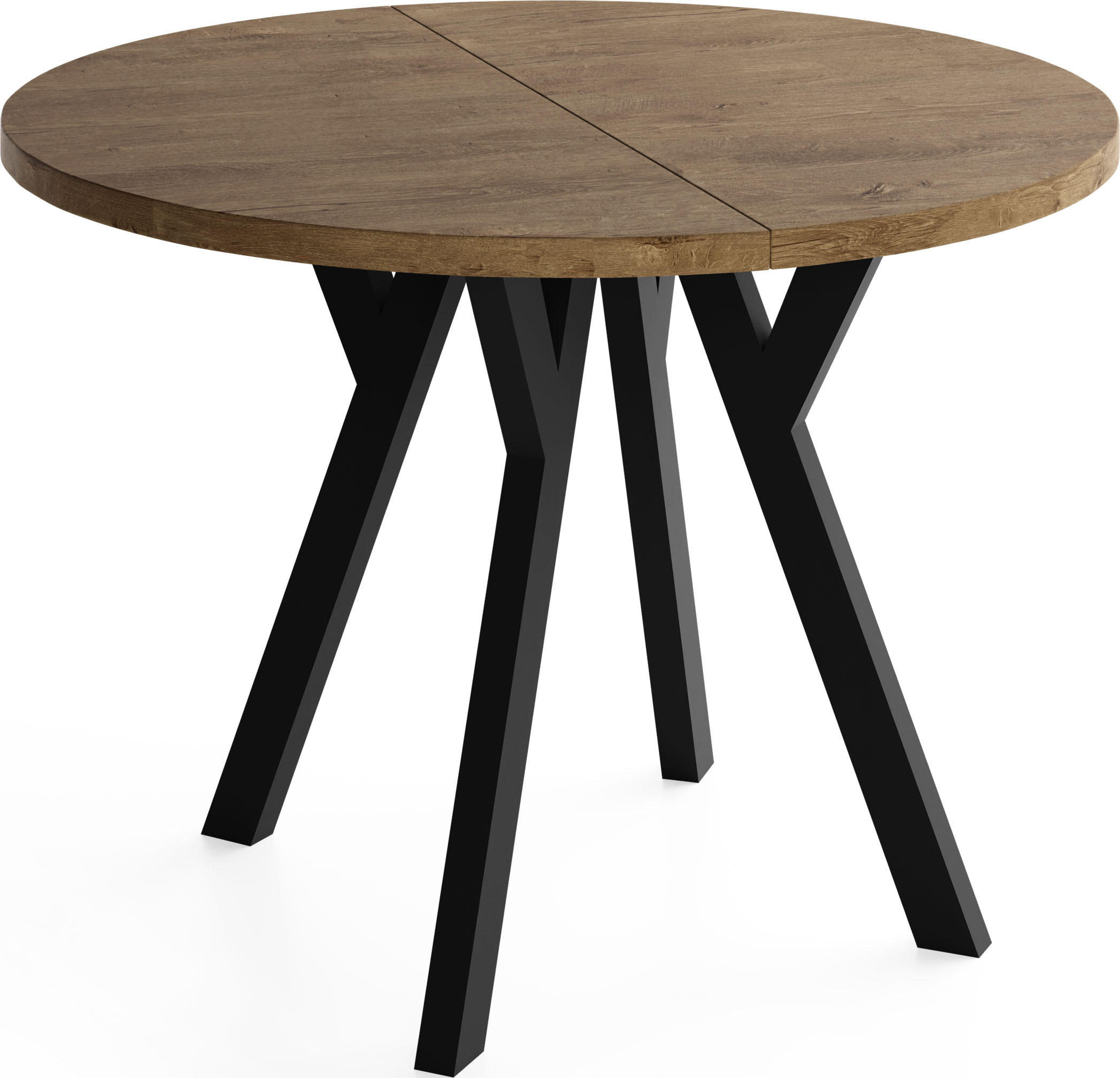 ESSTISCH Vero rund ausziehbar verlängerbar, Eiche Braun Rustikal 80-130/80/77 cm - Alteiche/Schwarz, Holz/Holzwerkstoff (80/80/77cm) - WFL GROUP