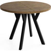 ESSTISCH Vero rund ausziehbar verlängerbar, Eiche Braun Rustikal 80-130/80/77 cm - Alteiche/Schwarz, Holz/Holzwerkstoff (80/80/77cm) - WFL GROUP