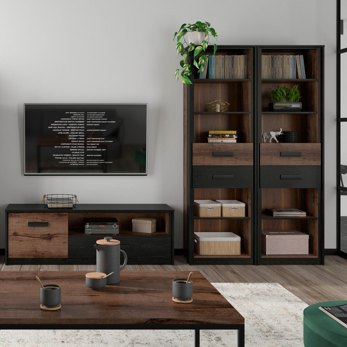 BÜCHERREGAL Romane Holz und Schwarz - Schwarz, Holzwerkstoff (60/195/41cm) - Petits-meubles