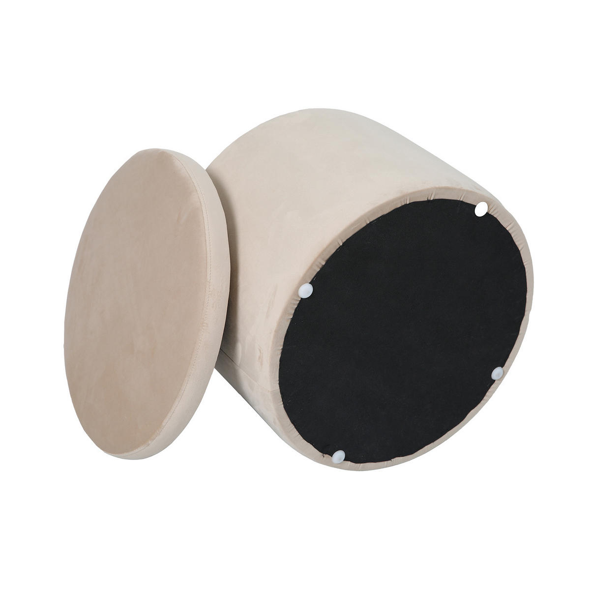HOCKER AMBER Samt Beige - Beige, Textil (44/35/44cm) - SVITA