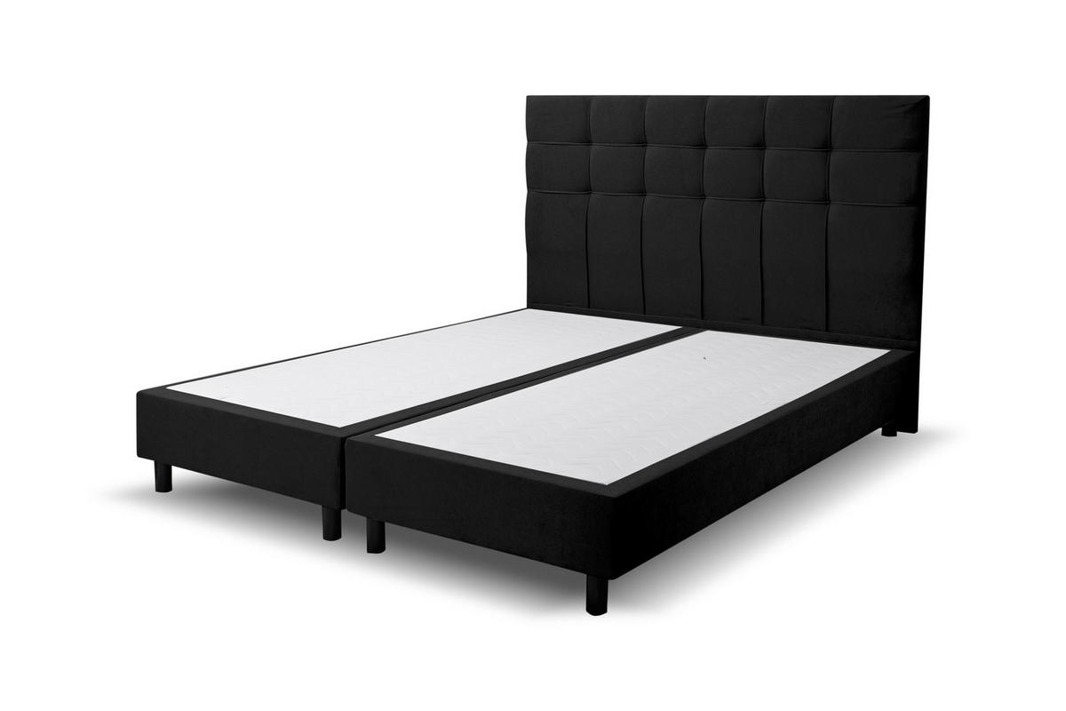 BOXSPRINGBETT Paris, Polsterbett Maße: 160x200 cm, Farbe: Schwarz, Velourstoff, Doppelbett mit Bonell-Matratze H3 inkl. Topper - Schwarz, Holz/Kunststoff (160/200cm) - VENASI MÖBEL
