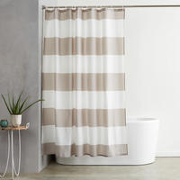DUSCHVORHANG Weiß Grau Streifen Polyester bedruckt wasserabweisend mit Haken Kunststoff - Multicolor, Textil (180/180cm) - MCBOSON