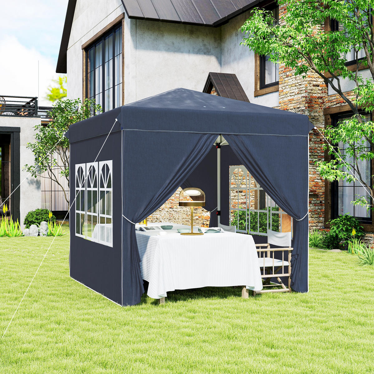 PAVILLON 2,5x2,5 cm - Blau, Metall (248/270/248cm) - Outsunny