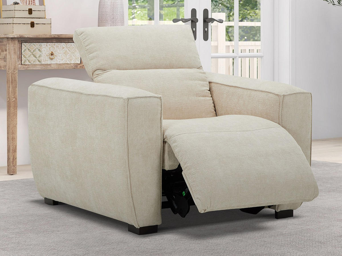 RELAXSESSEL elektrisch - Stoff - Beige - LAGUNDI - Beige, Textil (108/70/114cm) - Vente-Unique