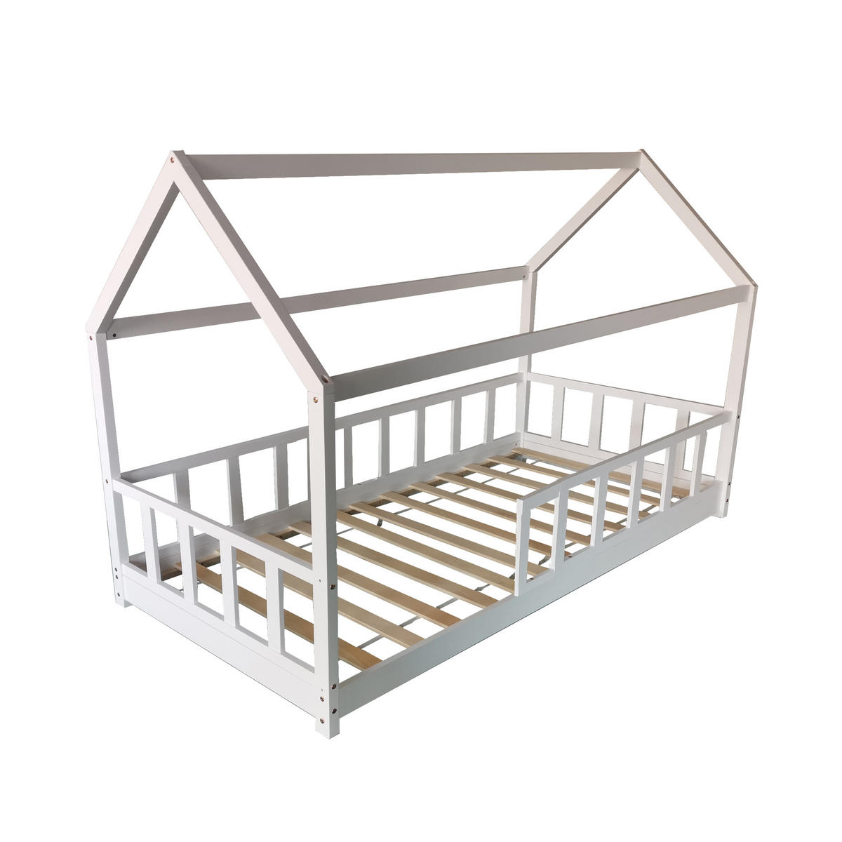 HAUSBETT KIWI mit Lattenrost / Hausbett 90x200 - Weiß - Weiß, Holz (90/200cm) - Weber Industries