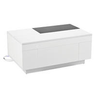 COUCHTISCH Schwarz/Weiß 80/50/35,5 cm mit LED und Ausziehfunktion - Schwarz, Holzwerkstoff (50/80/35.5cm) - PANGIVO