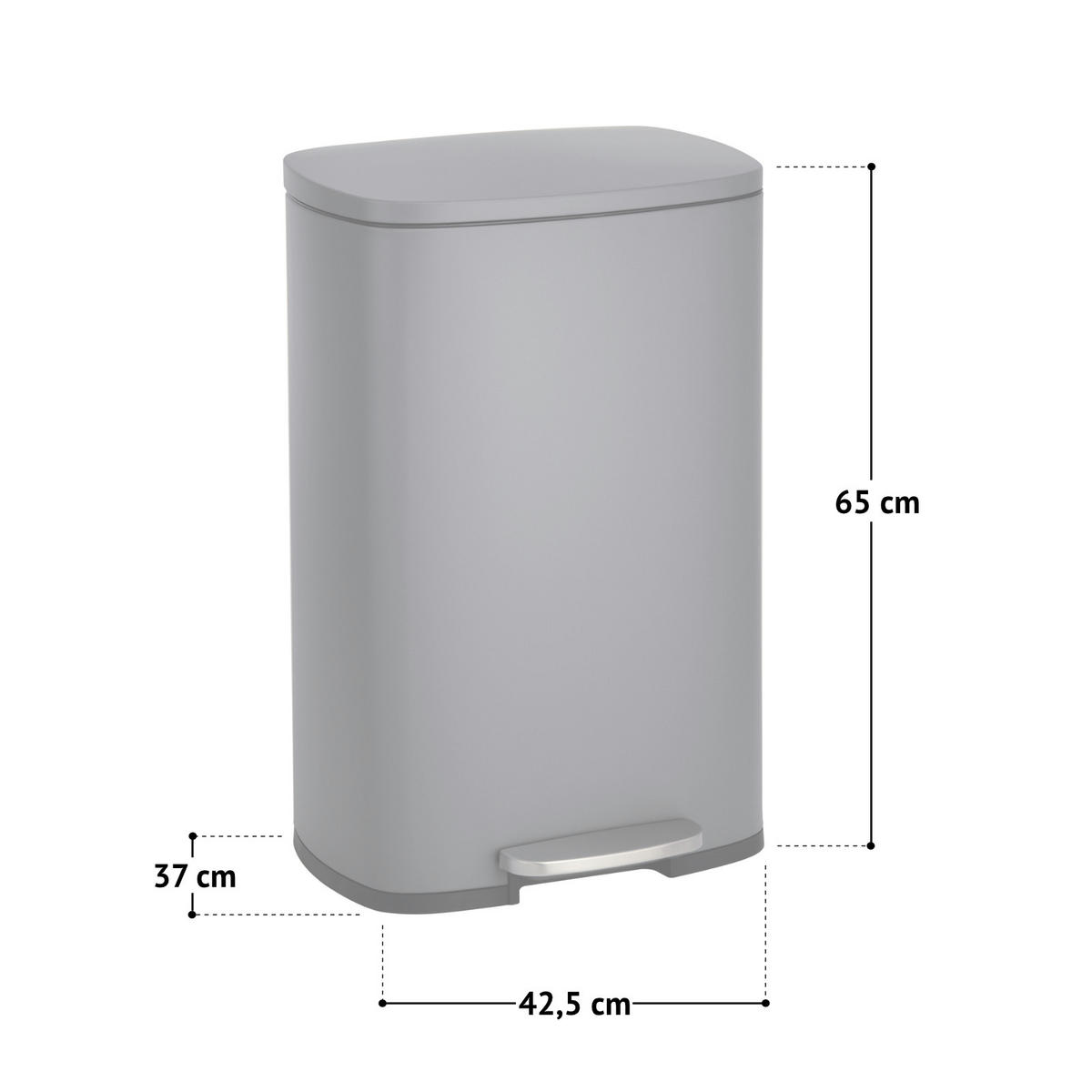 MÜLLEIMER TQ50 Silber - Silberfarben, Metall (43/65/37cm) - SVITA
