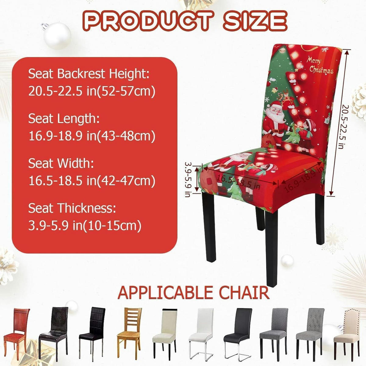 STUHLHUSSEN Weihnachten 6er Set Rot-Baum - Multicolor, Textil (43/43cm)