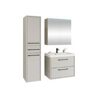 BADMÖBEL-SET Canavas I mit RGB LED Beleuchtung - Kaschmir/Schwarz, Holzwerkstoff/Metall (30/130/35cm) - MIRJAN24