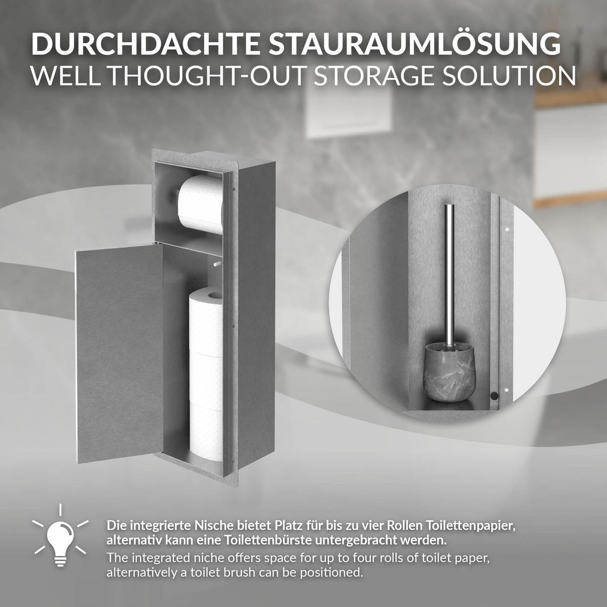ZÁVĚSOVÝ SKŘÍŇOVÝ MODUL WC z nerezové oceli, stříbrný, 60 x 20 x 14 cm - stříbrná, kov (14/60/20cm) - LuxeBath