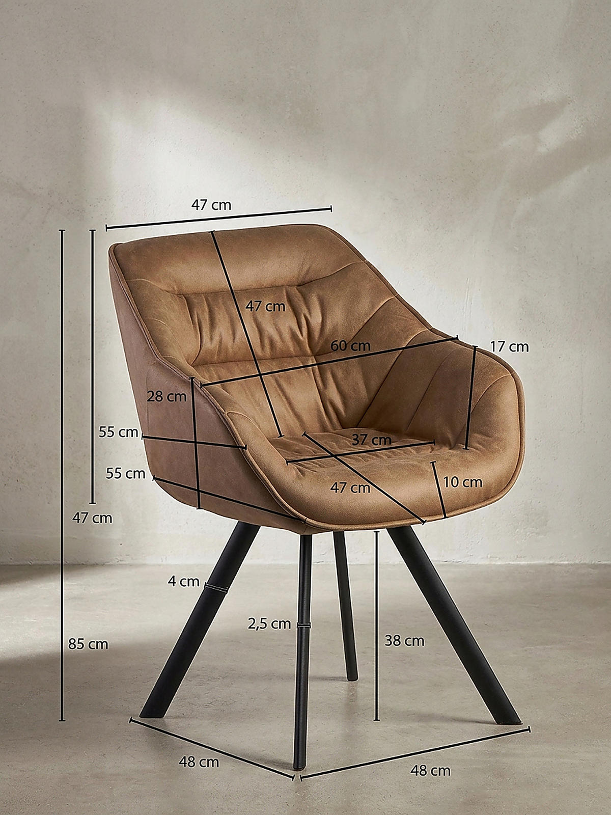ESSZIMMERSTUHL Samtbezug mit Metallgestell Modern gepolstert, Beige - Beige/Schwarz, Textil/Metall (64/85/60cm) - KADIMA DESIGN
