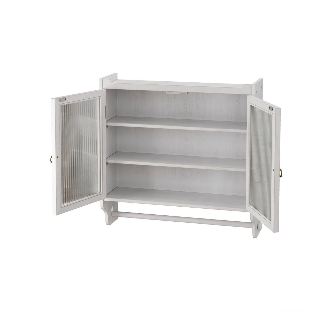 KÜCHENOBERSCHRANK 60/18/63 cm mit Glasfront und 2 Türen in Weiß gewischt - Weiß, Holz (63/60/18cm) - BEAOK