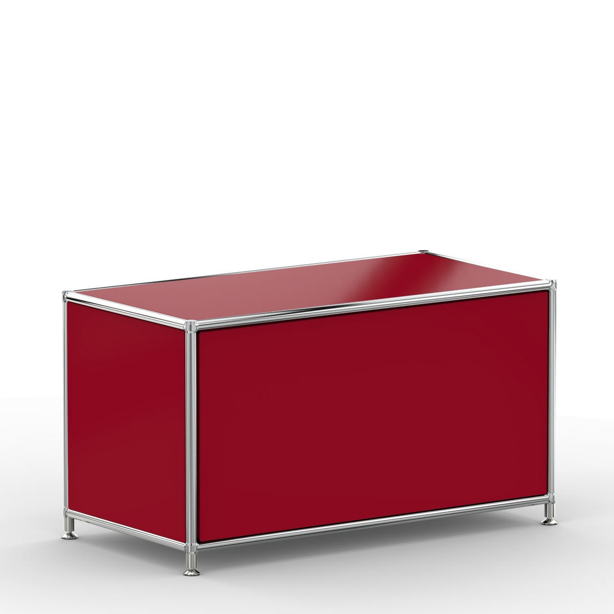 TV Board mit Klappe & Schloss, Breite 77 cm, Rubinrot - Chromfarben/Silberfarben, Metall (40/43/77.2cm) - Versee
