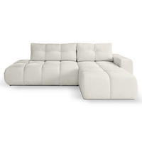 ECKSOFA DUCA R-S Grau Chenille mit Schlaffunktion - Creme, Holz (266.5/266.5cm) - MASSENO