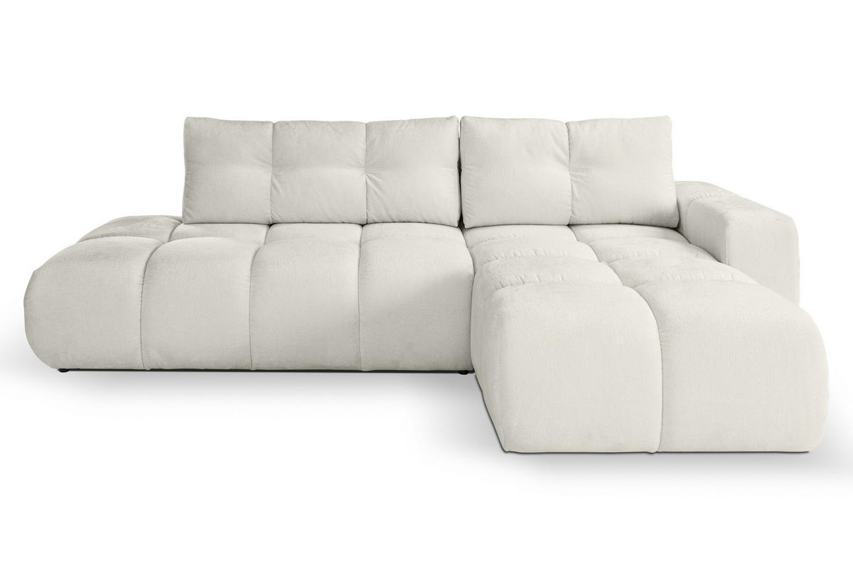 ECKSOFA DUCA R-S Grau Chenille mit Schlaffunktion - Creme, Holz (266.5/266.5cm) - MASSENO