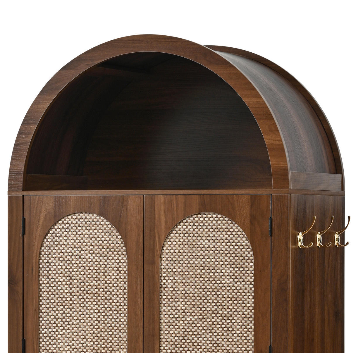 KOMMODE 80/40/180 cm aus MDF mit Rattangeflecht und verstellbaren Einlegeböden Nussbaum - Nussbaumfarben, Holzwerkstoff (80/180/40cm) - Modenvie