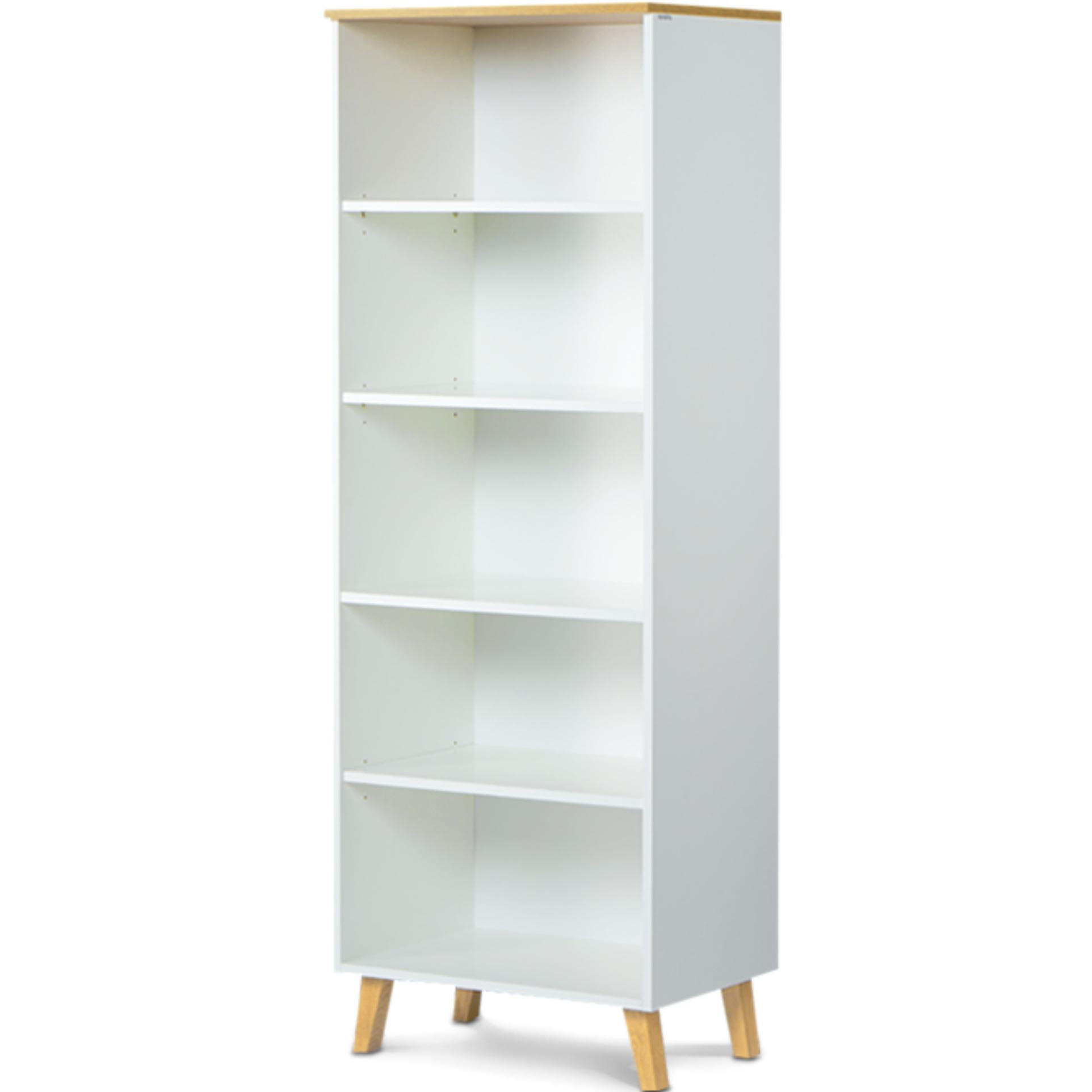 BÜCHERREGAL FRISK 4 Einlegeböden, weiß - Eichefarben/Weiß, Eichenholz/Holzwerkstoff (65/182/46cm) - KONSIMO®